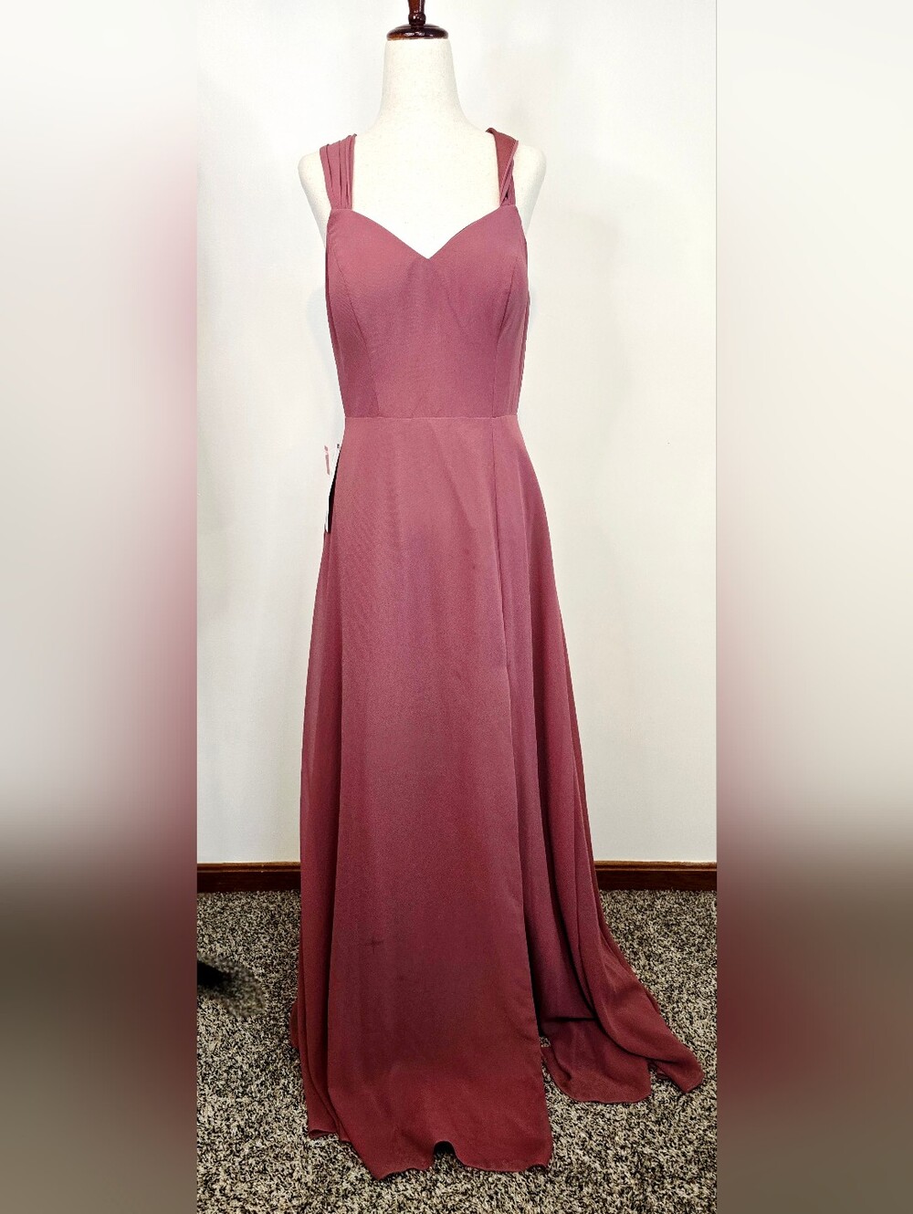 Azazie Desert Rose Bridesmaid Dress Open Back Formal Gown Classic Minimalist - Picture 4 of 11